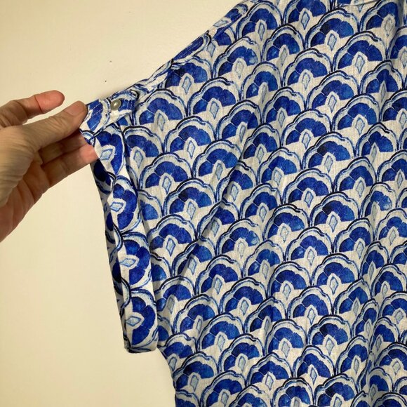 Womens Sigrid Olsen V Neck Linen Tunic Pullover Blue Design 1X White Blue - Picture 4 of 8